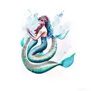 mermaid scuba diver kelp tattoo design idea