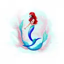 mermaid scuba diver kelp tattoo design idea