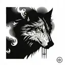 A wolf in front of a clock with Roman numerals and smoke coming out from the bottom tattoo design idea