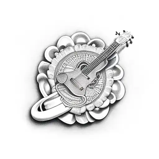 strawberry jam with guitar tattoo design idea