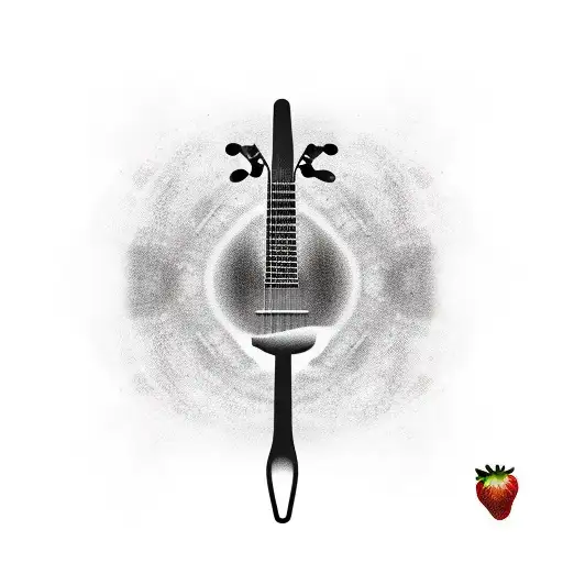 strawberry jam with guitar tattoo design idea