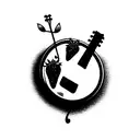 strawberry jam with guitar tattoo design idea