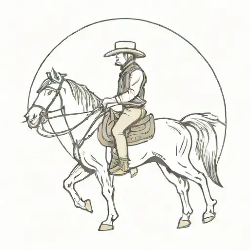 Cat in a cowboy outfit riding a horse tattoo design idea