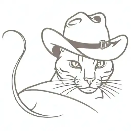 cat cowboy hat tattoo design idea