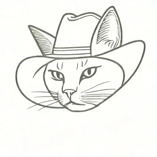 cat cowboy hat  tattoo design idea