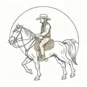 Cat in a cowboy outfit riding a horse tattoo design idea