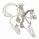 Cat in a cowboy outfit riding a horse tattoo design idea