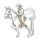 Cat in a cowboy outfit riding a horse tattoo design idea