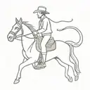 Cat in a cowboy outfit riding a horse tattoo design idea