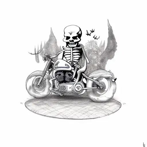 skeleton riding harley tattoo design idea