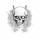 harley with skeleton tattoo design idea