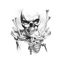 harley with skeleton tattoo design idea