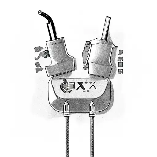 aux cable as a tourniquet around right arm  tattoo design idea