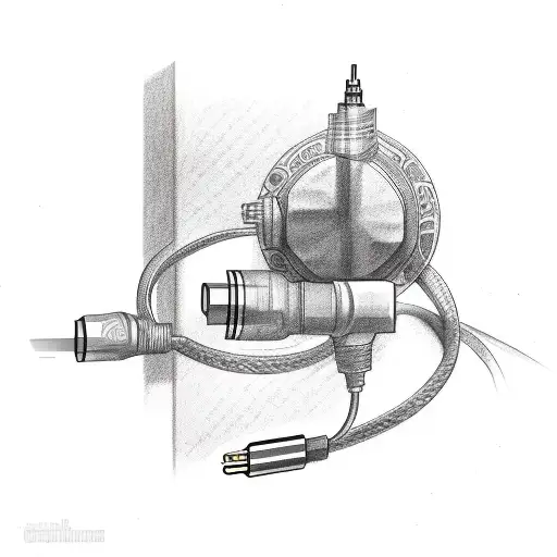 aux cable as a tourniquet on right arm  tattoo design idea