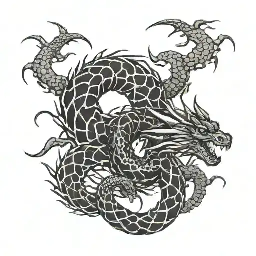 snake dragon thorns scorpion tattoo design idea