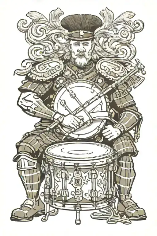 Scottish military drummer playing tattoo design idea