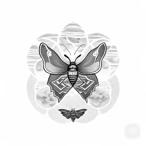 A moth with phases of the moon tattoo design idea