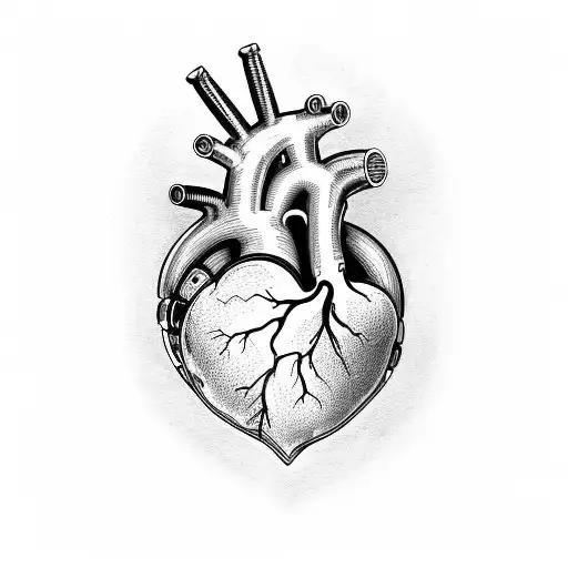 anatomically correct human heart intertwined with piston rods spark plugs nitrous bottle tattoo design idea