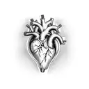 anatomically correct human heart intertwined with piston rods spark plugs nitrous bottle tattoo design idea