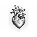 anatomically correct human heart intertwined with piston rods spark plugs nitrous bottle tattoo design idea