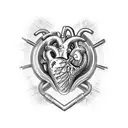 anatomically correct human heart intertwined with piston rods spark plugs nitrous bottle turbo tattoo design idea