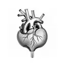 anatomically correct human heart intertwined with piston rods spark plugs nitrous bottle turbo tattoo design idea