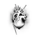 anatomically correct human heart intertwined with piston rods spark plugs nitrous bottle turbo tattoo design idea