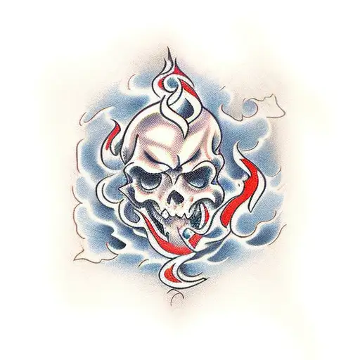 burning house tattoo design idea