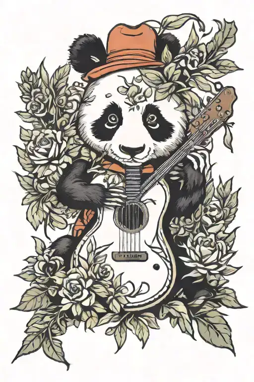 Panda weed guitar made tattoo design idea