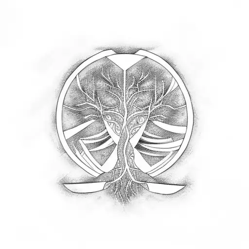 dna phoenix tree of life tattoo design idea