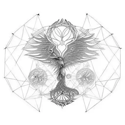 dna phoenix tree of life tattoo design idea