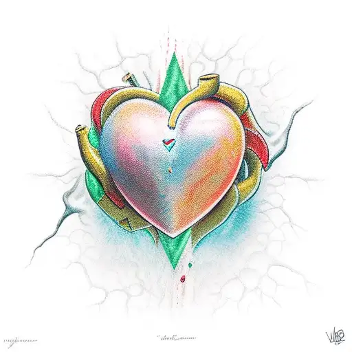 four elements in a heart tattoo design idea