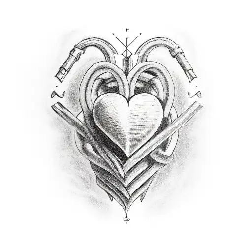 four elements in a heart tattoo design idea