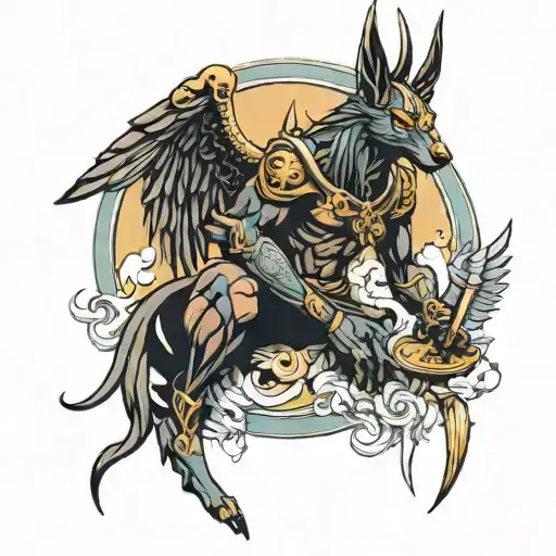 hades Greek god anubis angel of death  tattoo design idea