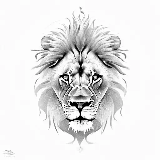 A lion's face incorporated into a steering wheel tattoo design idea
