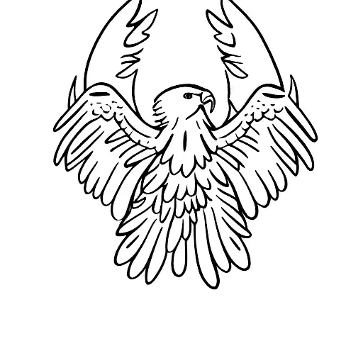 A minimalist tattoo of a majestic eagle soaring above a forest tattoo design idea