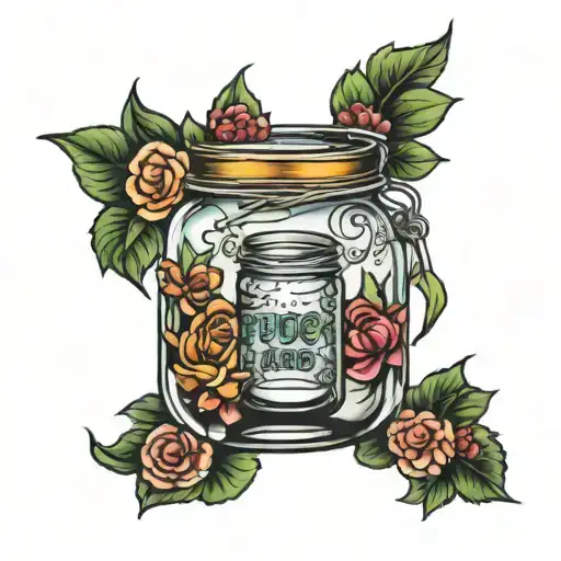 fuck me harder mason jar tattoo design idea