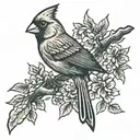 red cardinal bird tattoo design idea