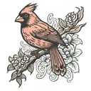 red cardinal bird tattoo design idea