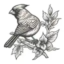 red cardinal bird tattoo design idea