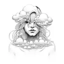 woman with clouds as face tattoo design idea