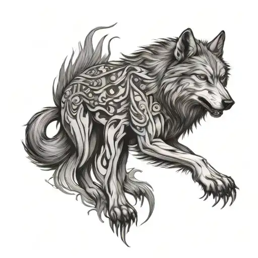 a regal wolf looking vicious and menacing tattoo design idea