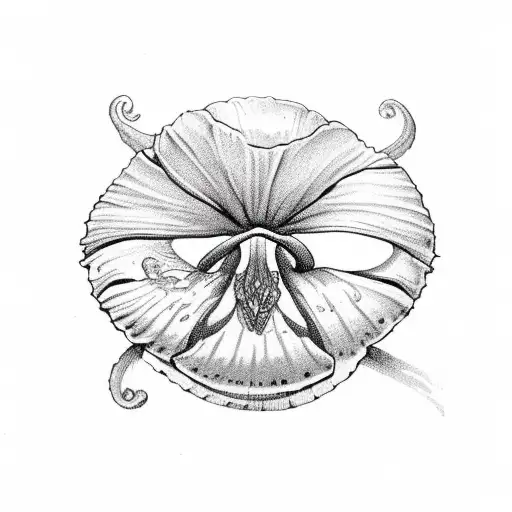 unique seashell wild pansy tattoo design idea