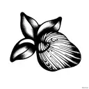 unique seashell with wild pansy tattoo design idea