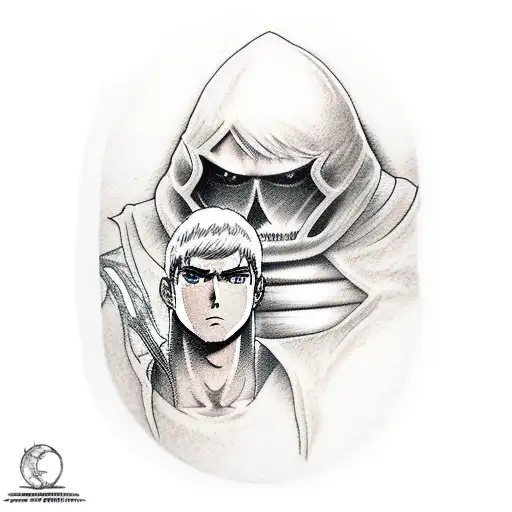 guts from berserk and erwin smith from attack on titans tattoo design idea