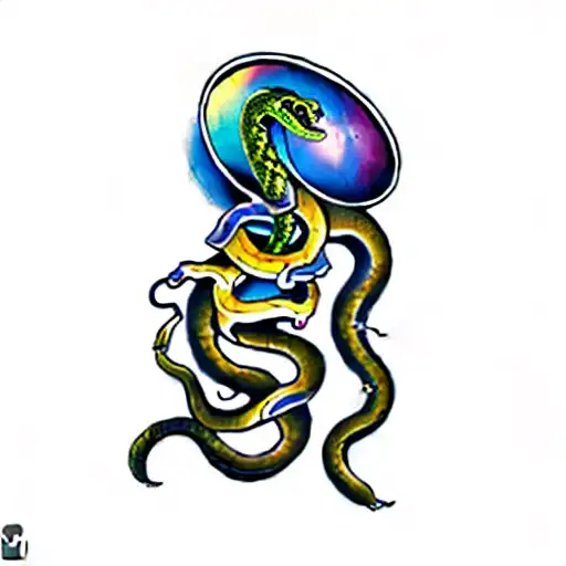a snake with a glass of wine tattoo design idea