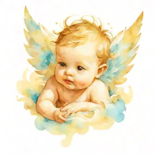 Angel baby boy tattoo design idea