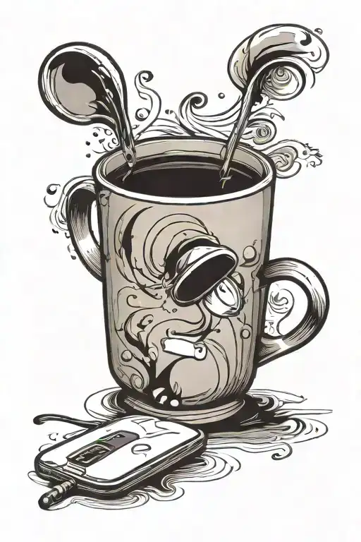 A minimalist tattoo of a coffee mug and a computer mouse tattoo design idea
