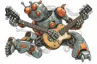 a robot playing a guitar tattoo design idea