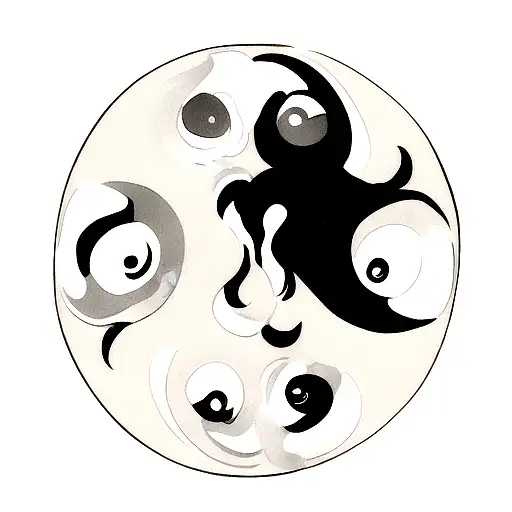 two wolves ying yang  tattoo design idea